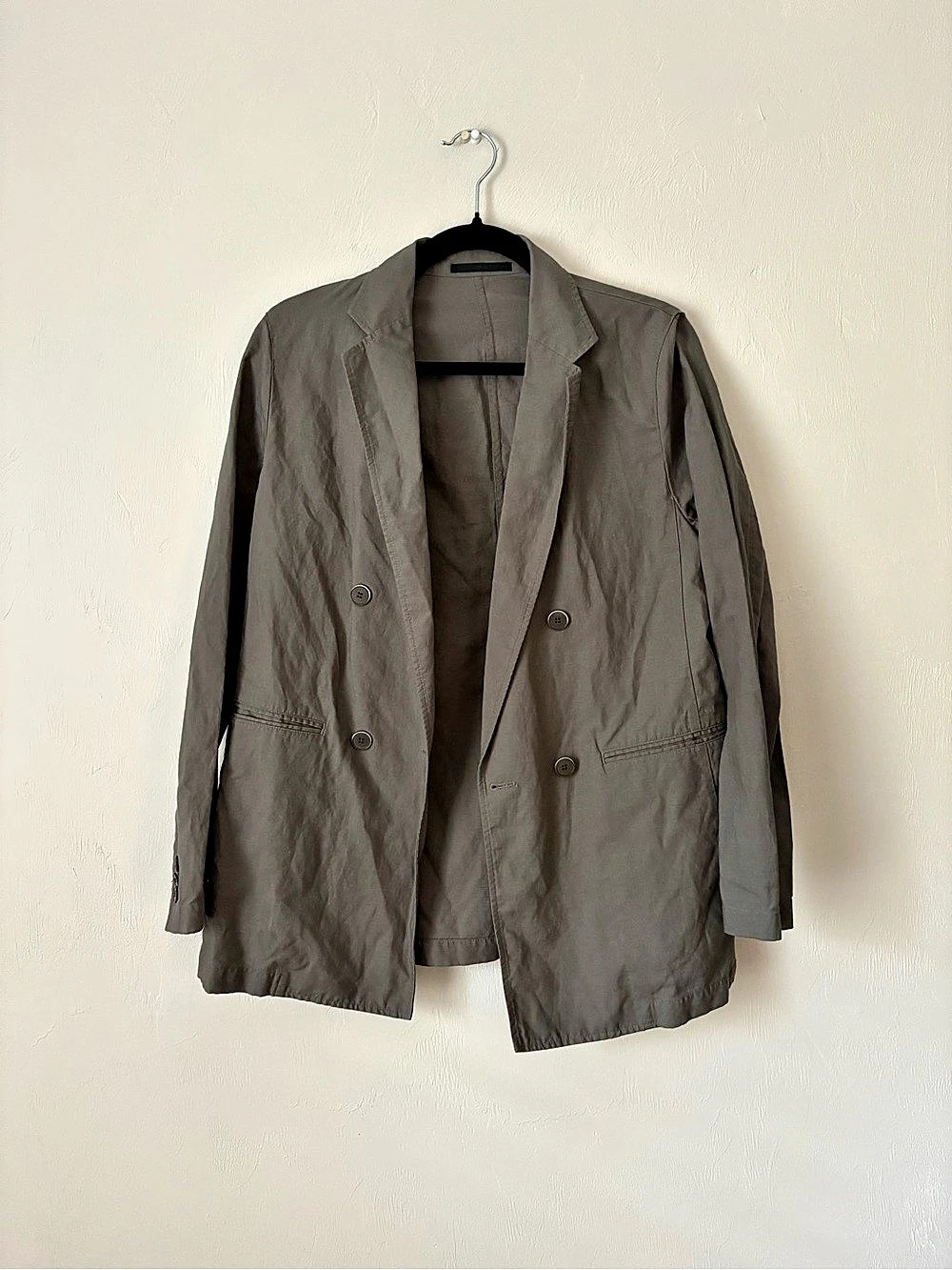 Uniqlo Gray Double-Breasted Blazer